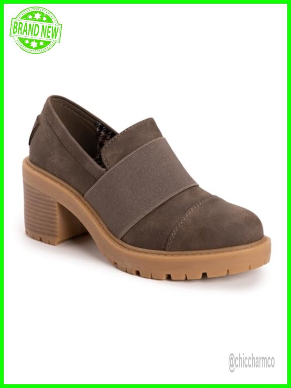 Memory Foam Pull-On Ankle Bootie with Faux Stack Heel & Lug Outsole